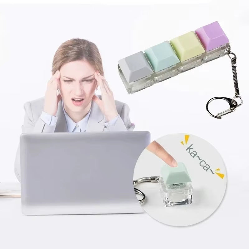 Keyboard Key Fidget Toy Colorful Keychain Keycap Stress Relief Toy for Children Adults Gifts Finger Button Anti-Stress Toys