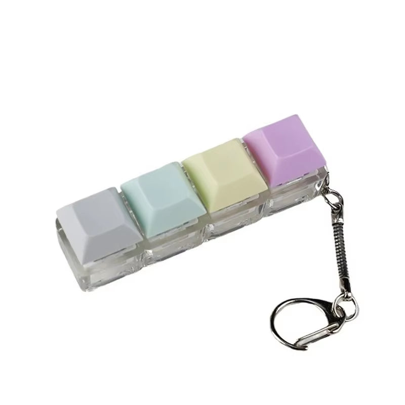 Keyboard Key Fidget Toy Colorful Keychain Keycap Stress Relief Toy for Children Adults Gifts Finger Button Anti-Stress Toys