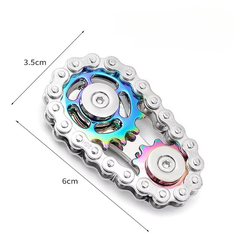 New Creative Cool Fingertip Rotating Metal Car Chain Gear Stress Relief Toy Furniture Decoration Gift for Adults and Teenagers