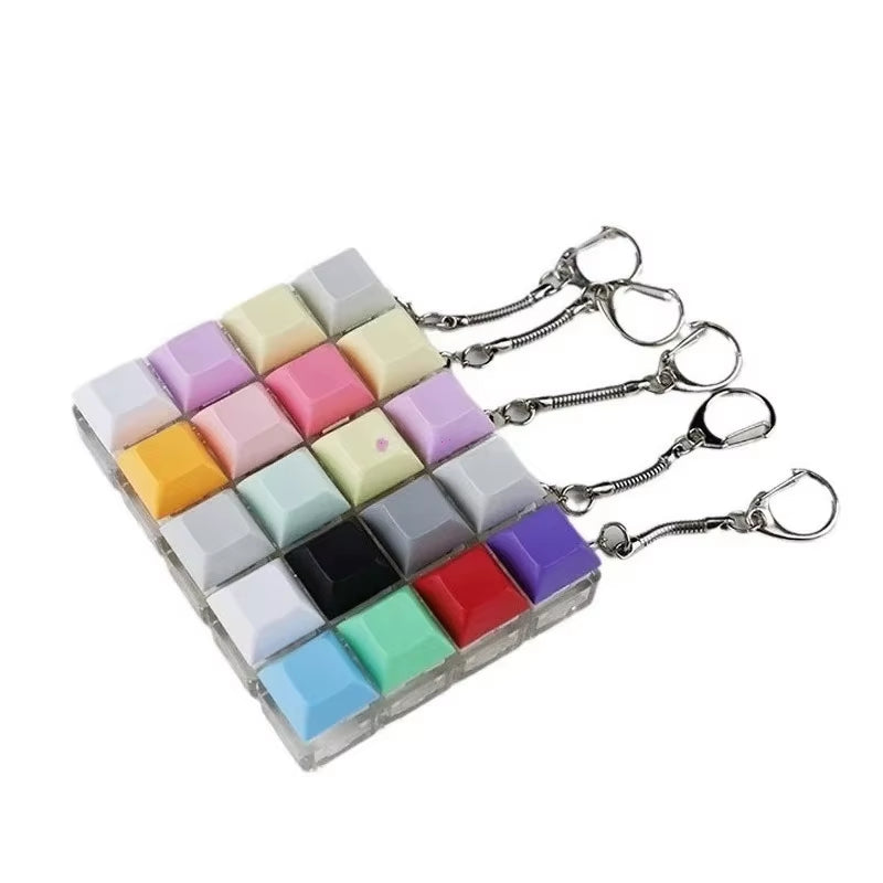 Keyboard Key Fidget Toy Colorful Keychain Keycap Stress Relief Toy for Children Adults Gifts Finger Button Anti-Stress Toys